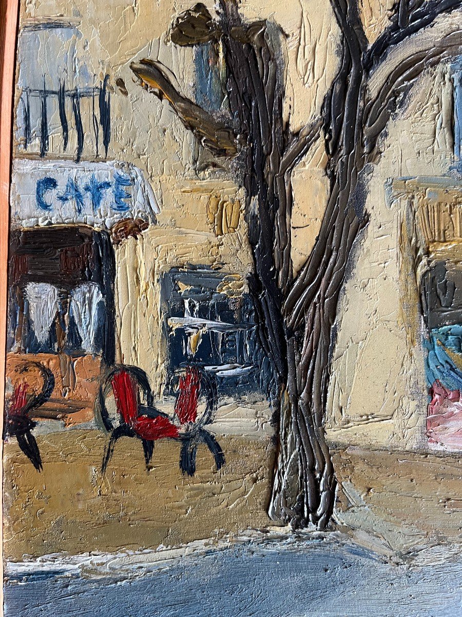Mid-Century Village Scene of Grignan Oil on Canvas (1956)