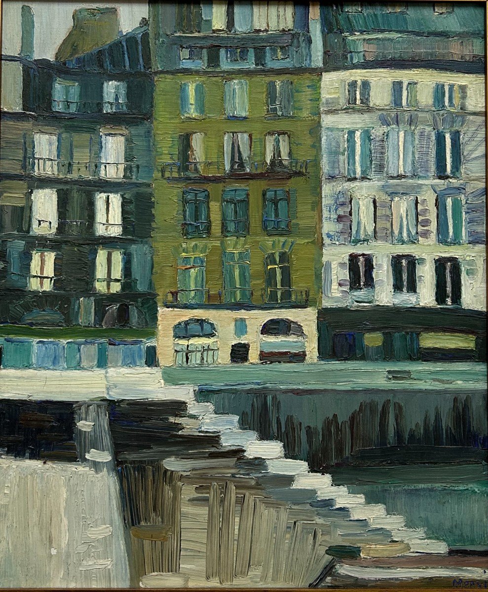 Mid-Century Paris Seine View with Modernist Brushwork