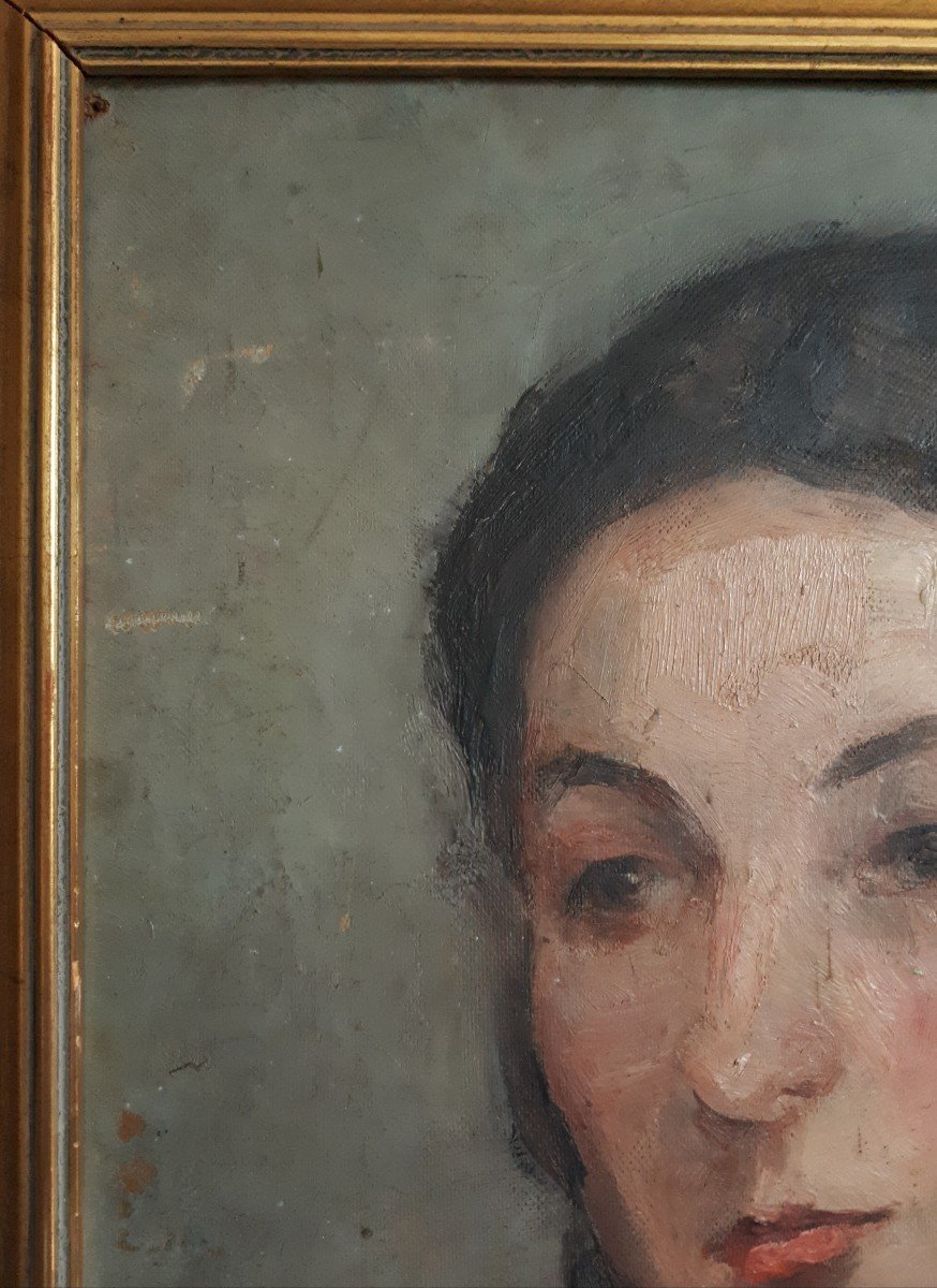 French Portrait of a Woman in Red Early 20th Century
