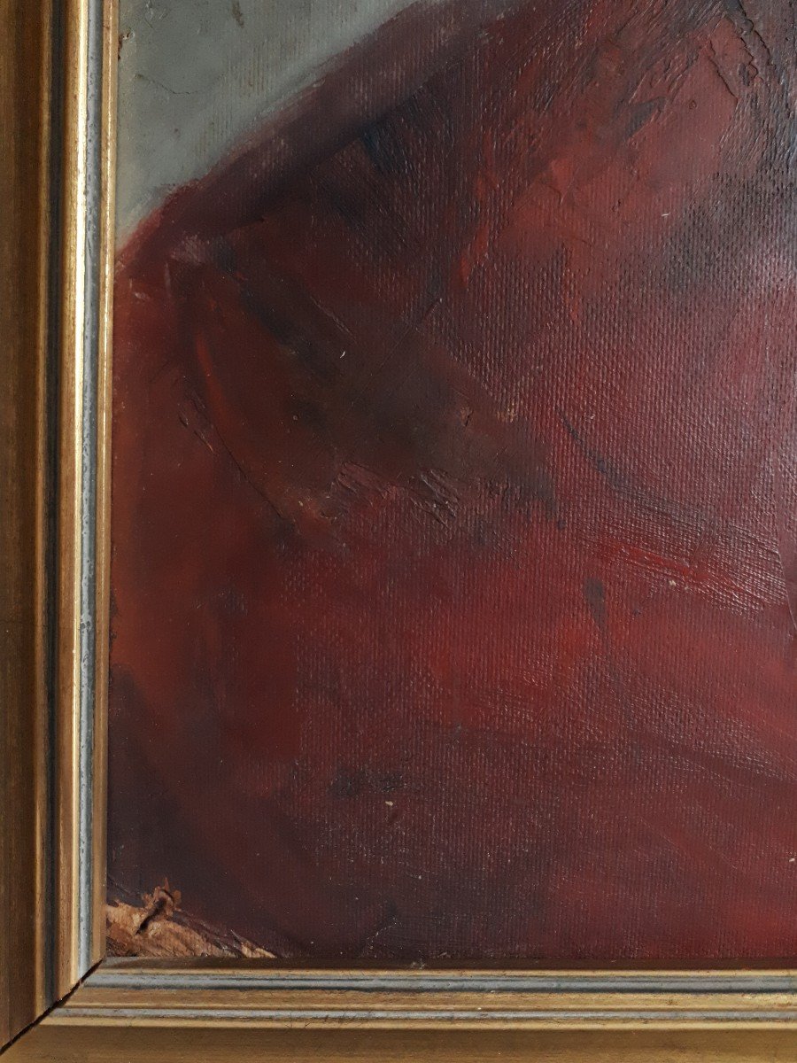French Portrait of a Woman in Red Early 20th Century
