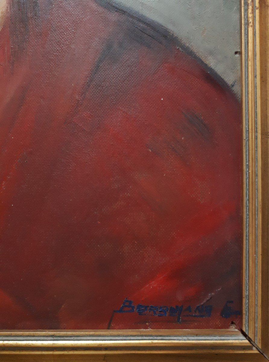 French Portrait of a Woman in Red Early 20th Century
