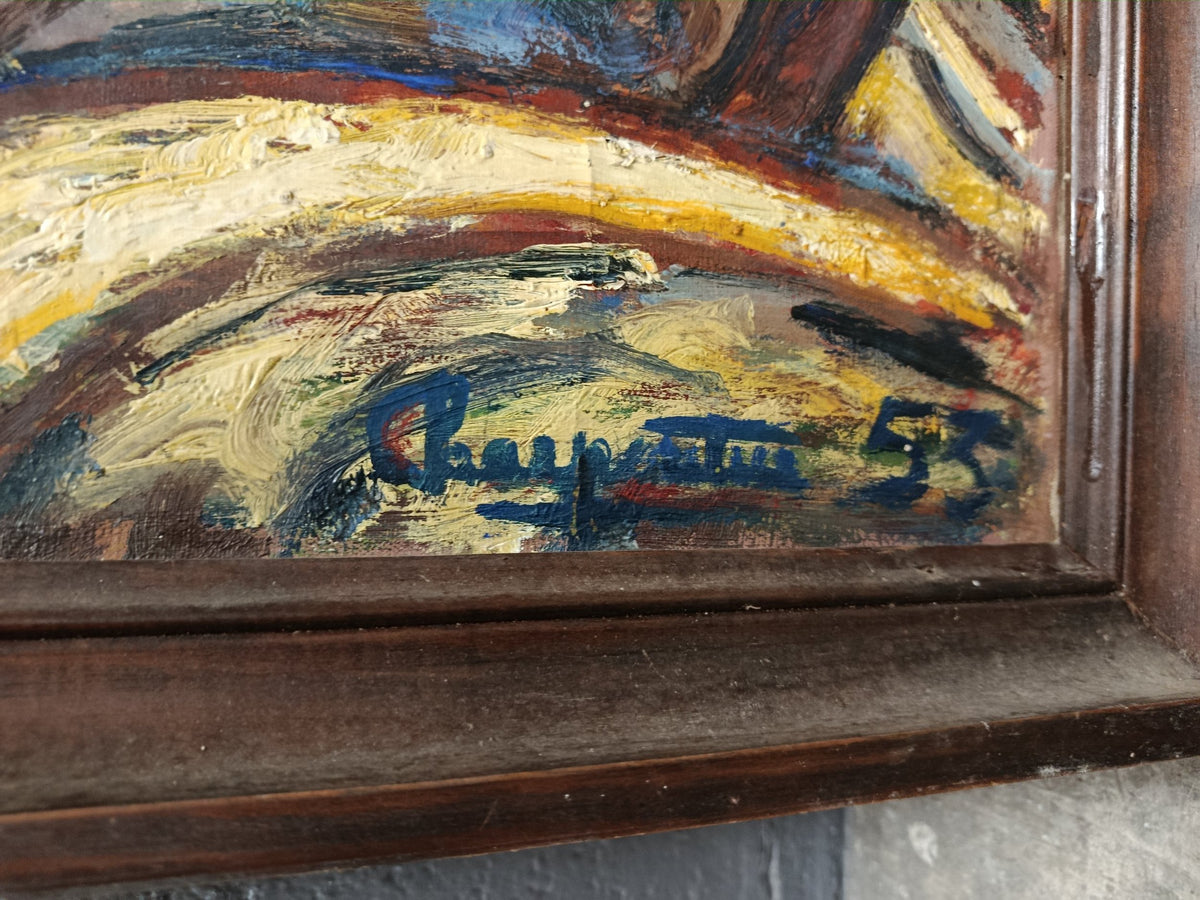 Mid-Century Fauvist Expressionist Paris Seine Landscape Oil Painting