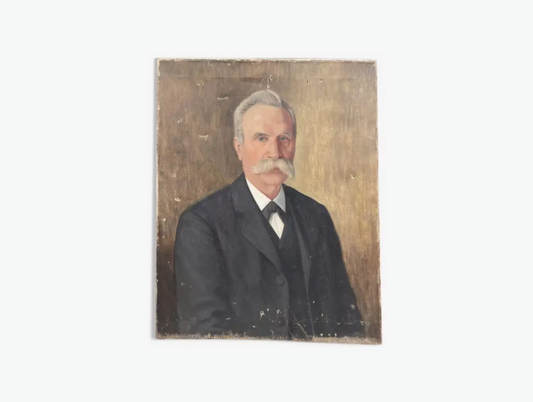 19th Century Signed French Gentleman Portrait Oil Painting