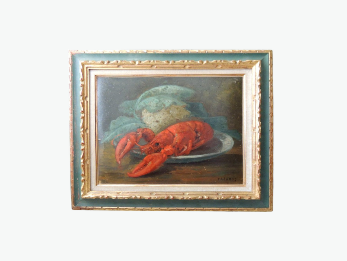 Exquisite Vintage French Lobster Still Life - Parisian Bistro Charm