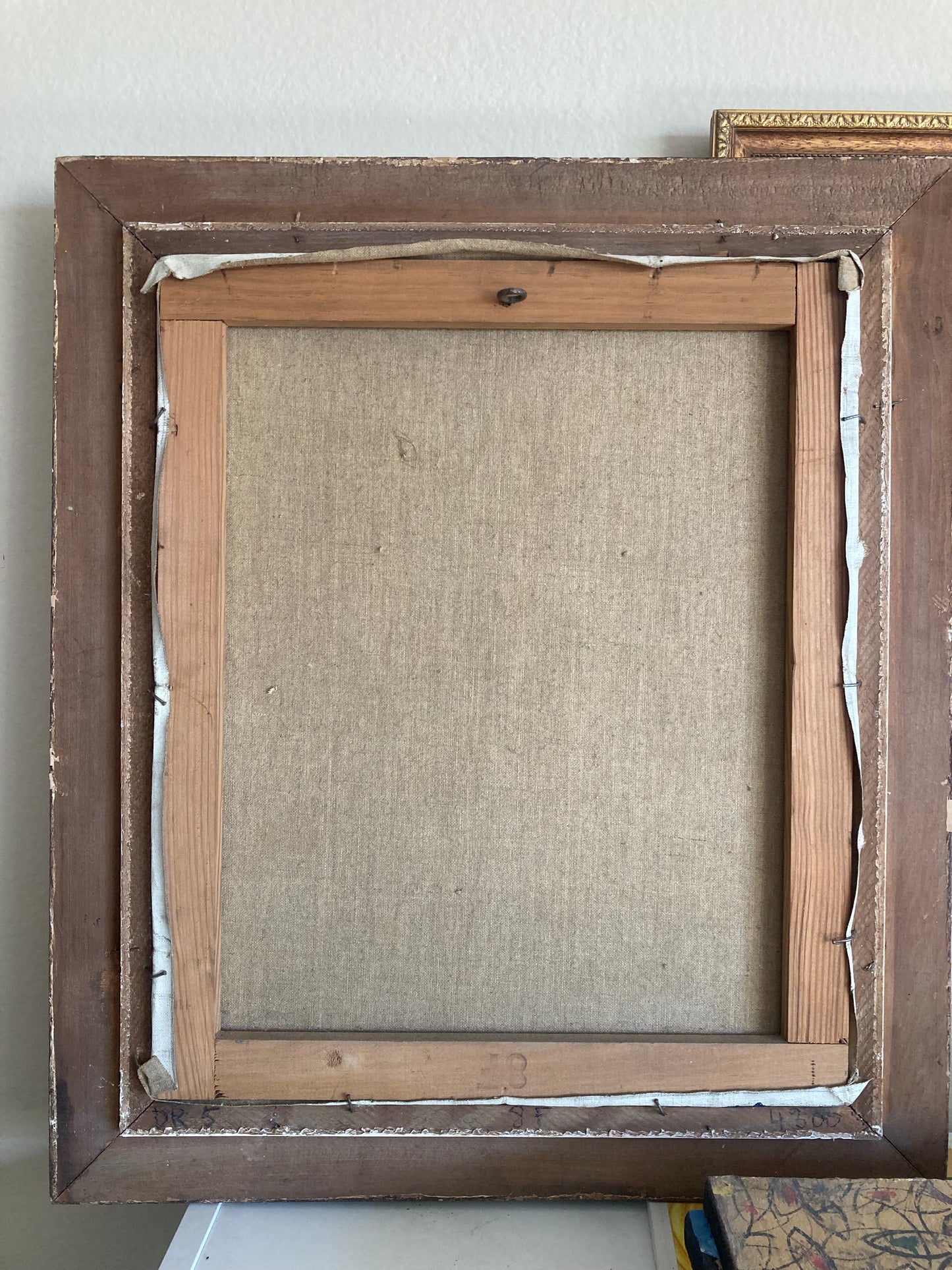 Mid-Century Modern French Oil Portrait in Blue