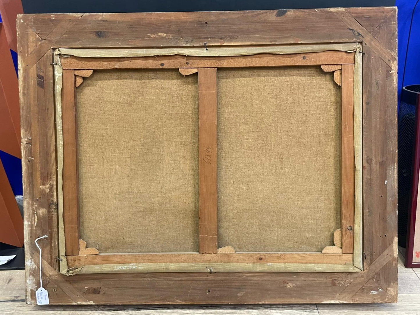 Large Vintage Seascape Oil Painting with Sailboats by René de Baugnies in Ornate Gilt Frame