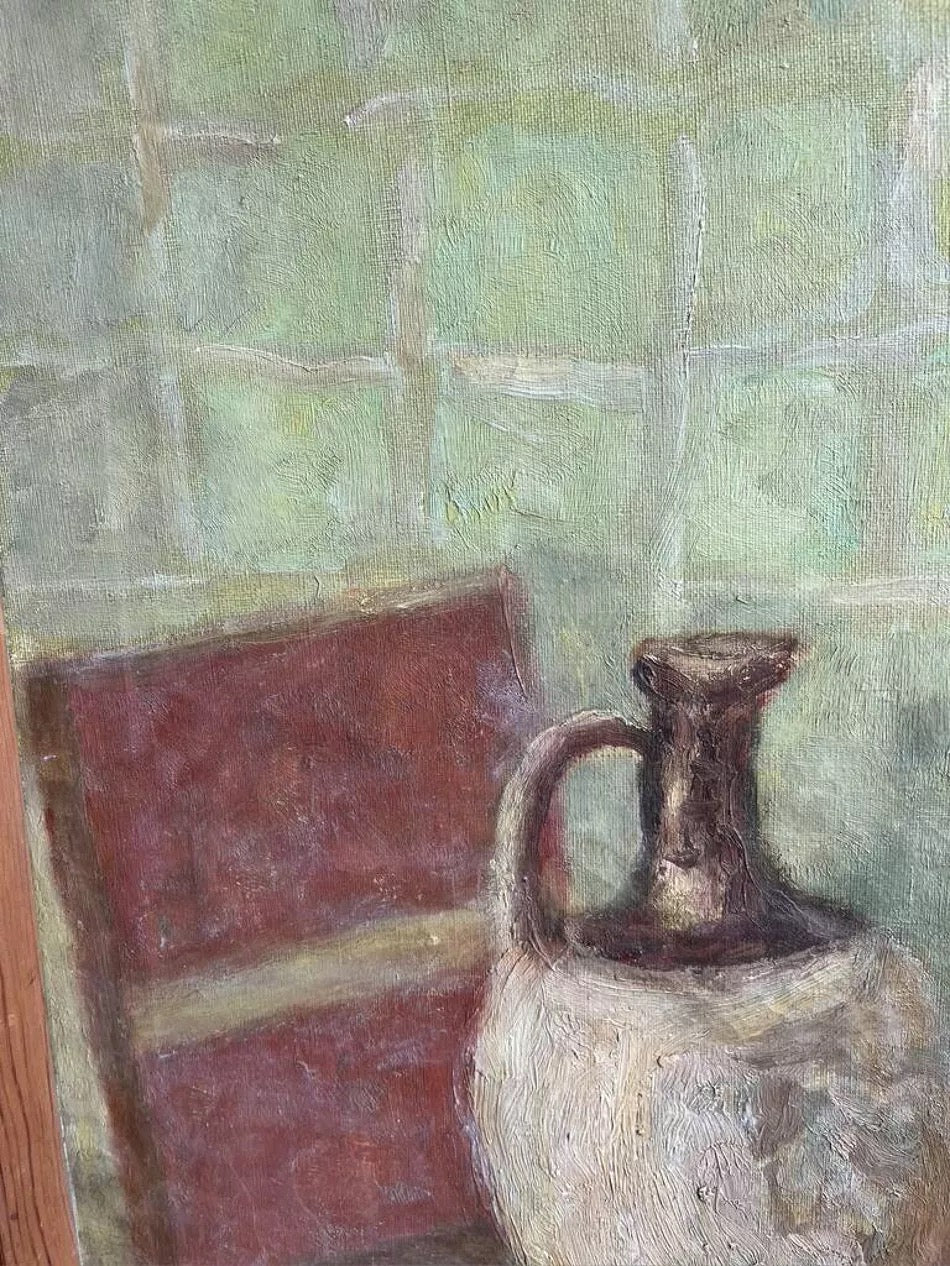 Serene French Still Life Painting Vintage Oil on Canvas Mid-Century Original