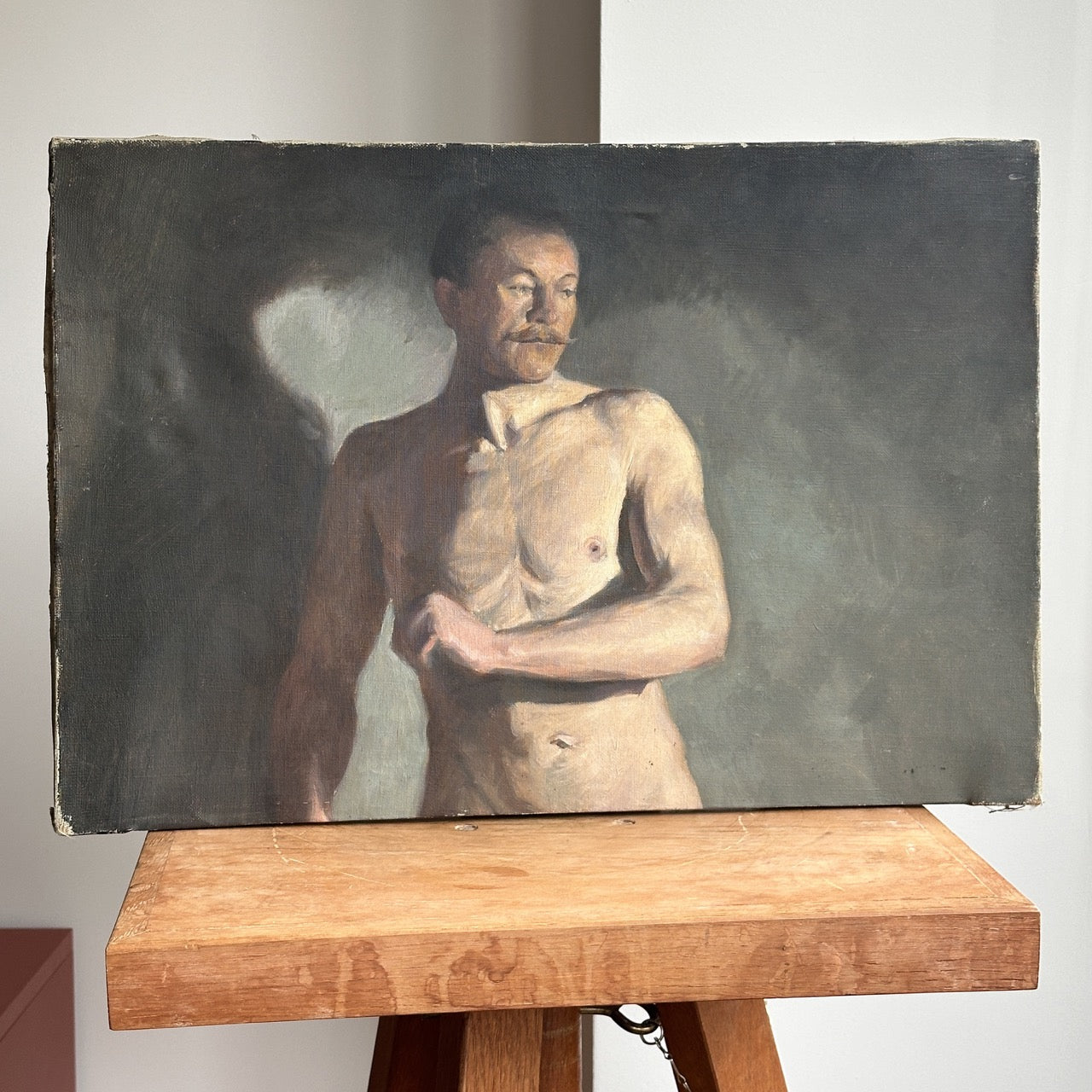 French Male Figure Oil on Canvas Moody Atelier Study