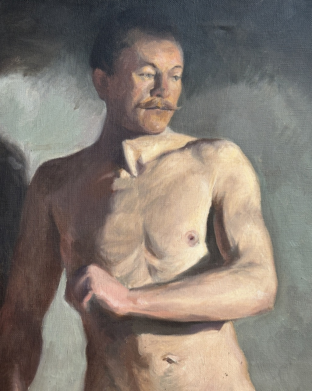 French Male Figure Oil on Canvas Moody Atelier Study