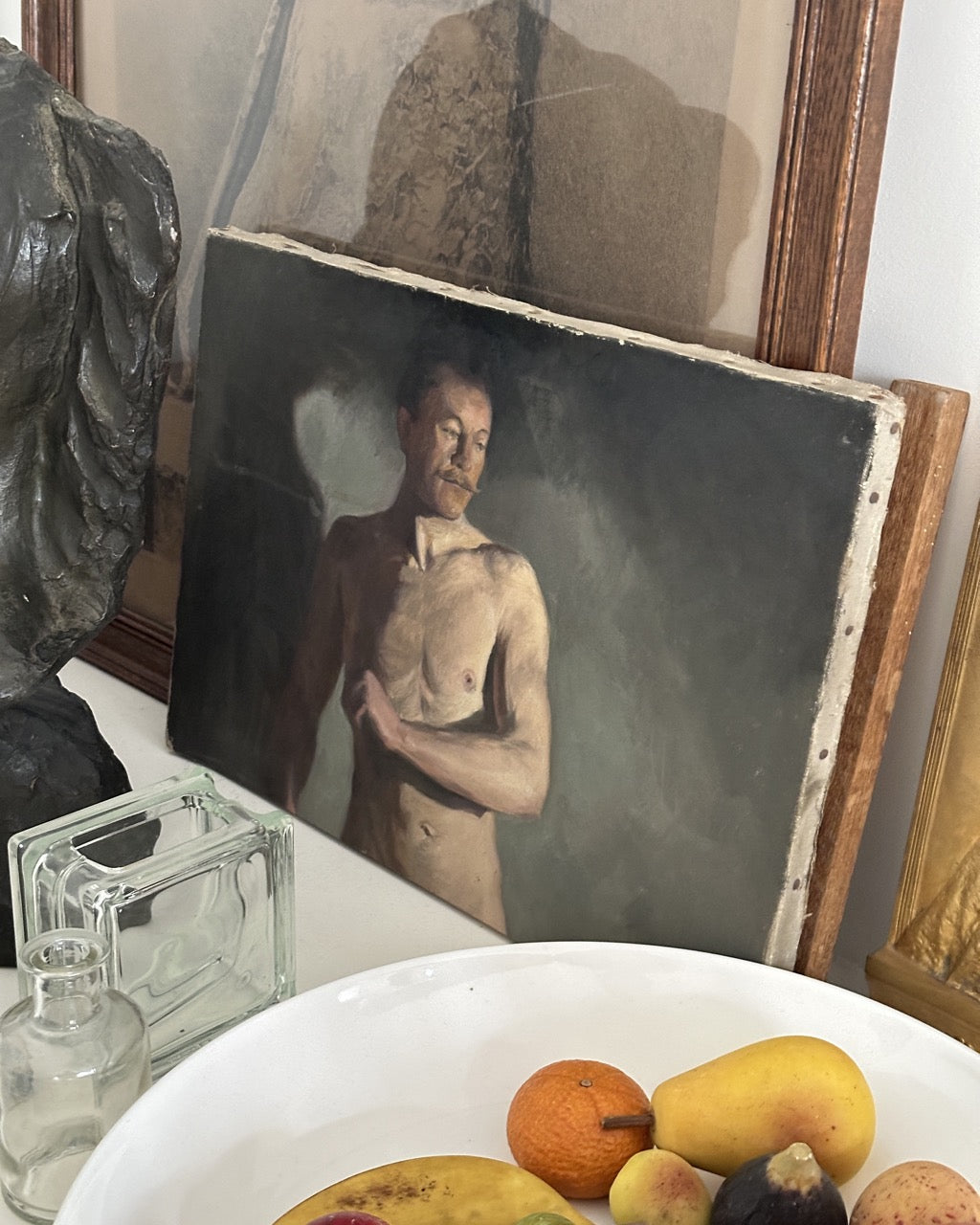 French Male Figure Oil on Canvas Moody Atelier Study