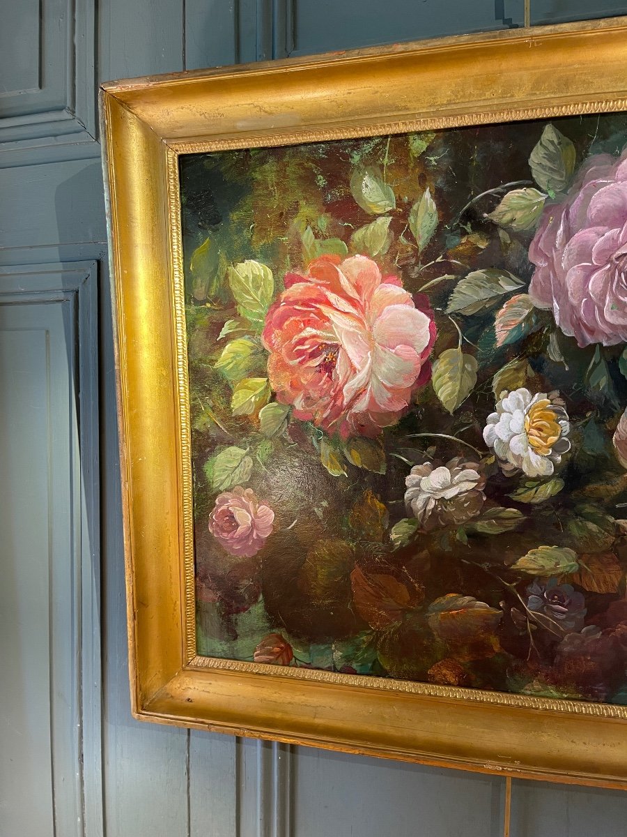A Salon of Roses Antique 19th-Century Floral Still Life