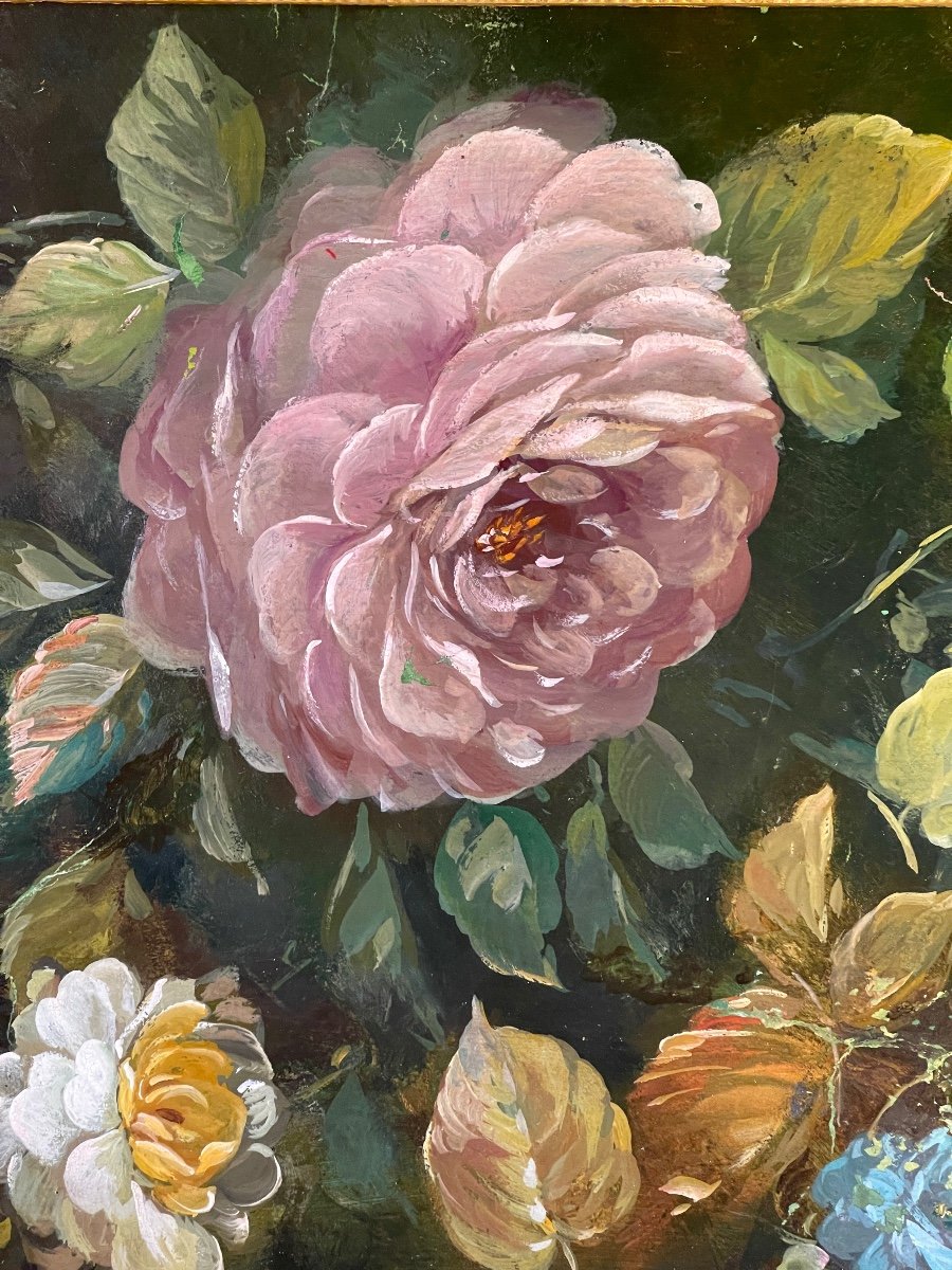 A Salon of Roses Antique 19th-Century Floral Still Life