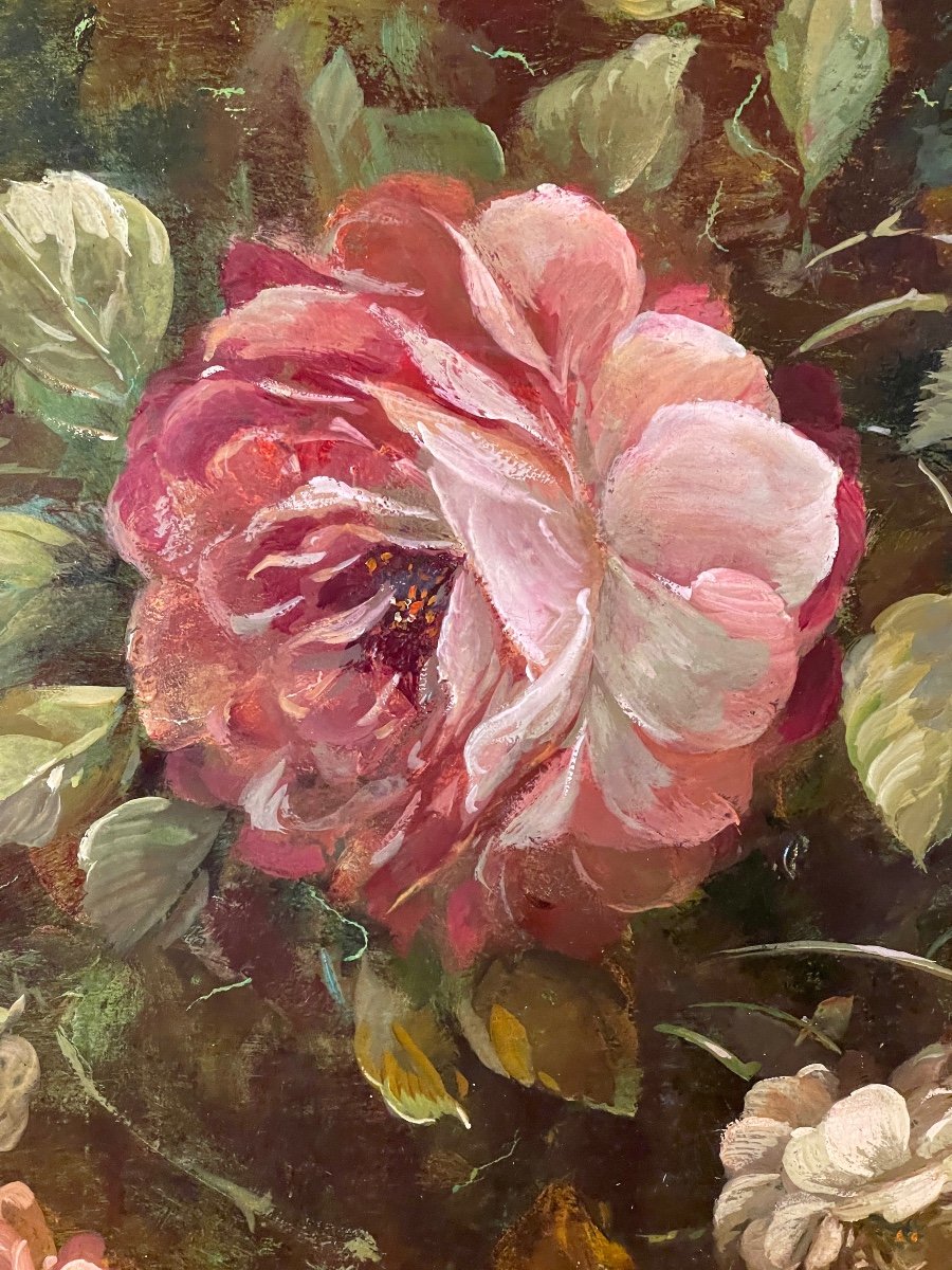 A Salon of Roses Antique 19th-Century Floral Still Life