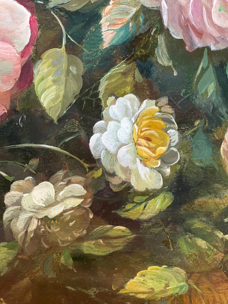 A Salon of Roses Antique 19th-Century Floral Still Life