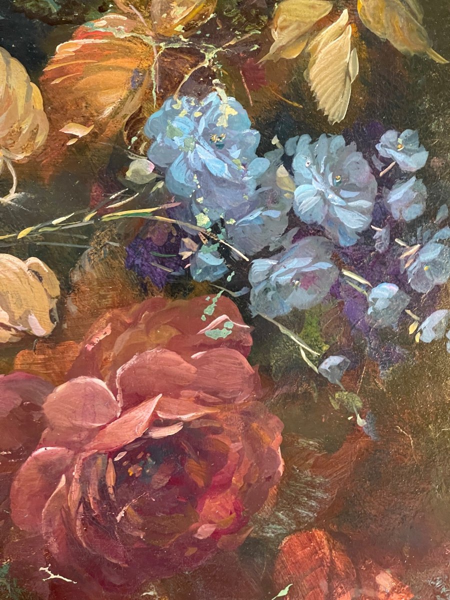 A Salon of Roses Antique 19th-Century Floral Still Life