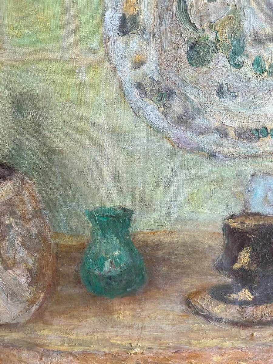 Serene 20th Century Still Life Oil on Canvas