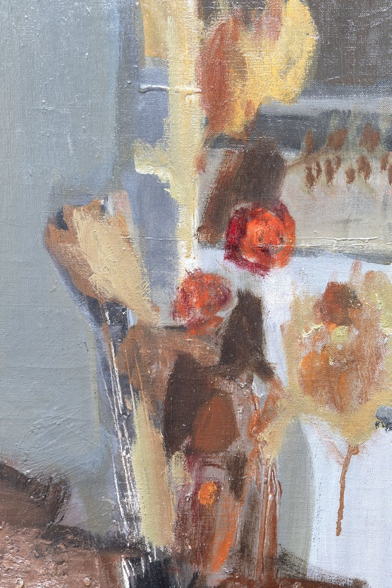 Large French Vanitas Still Life Vintage Oil on Canvas (31.5″ × 38.6″)