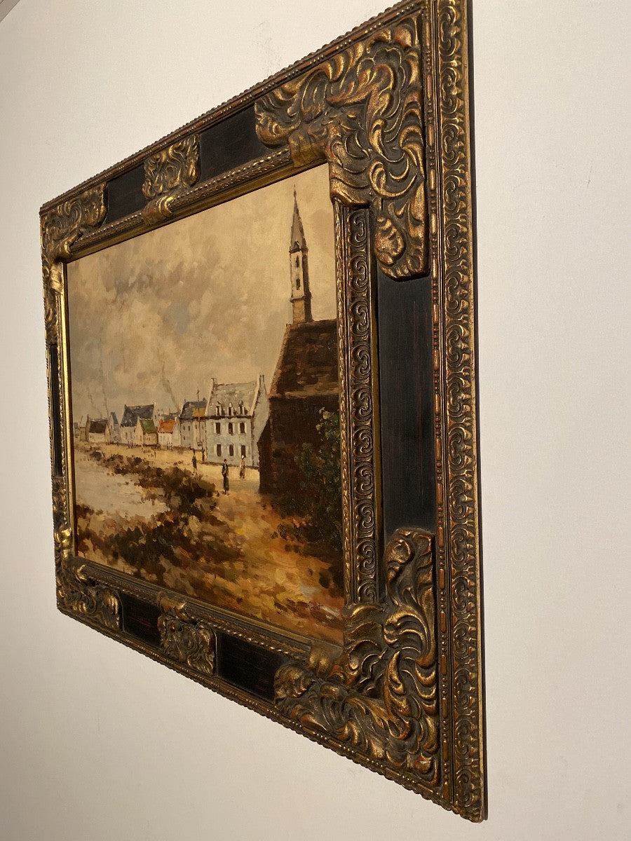 Lively French Coastal Village Scene