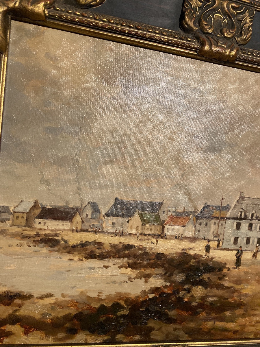 Lively French Coastal Village Scene