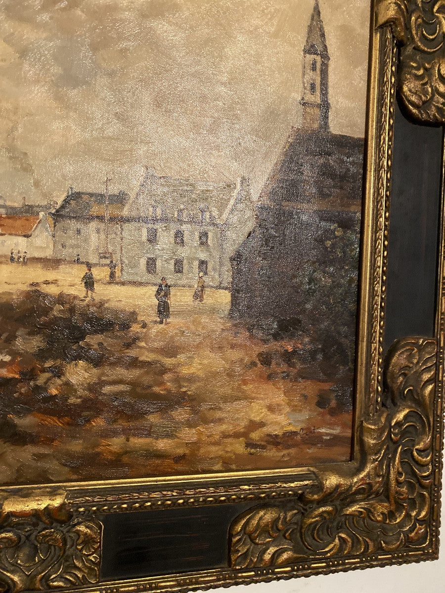 Lively French Coastal Village Scene