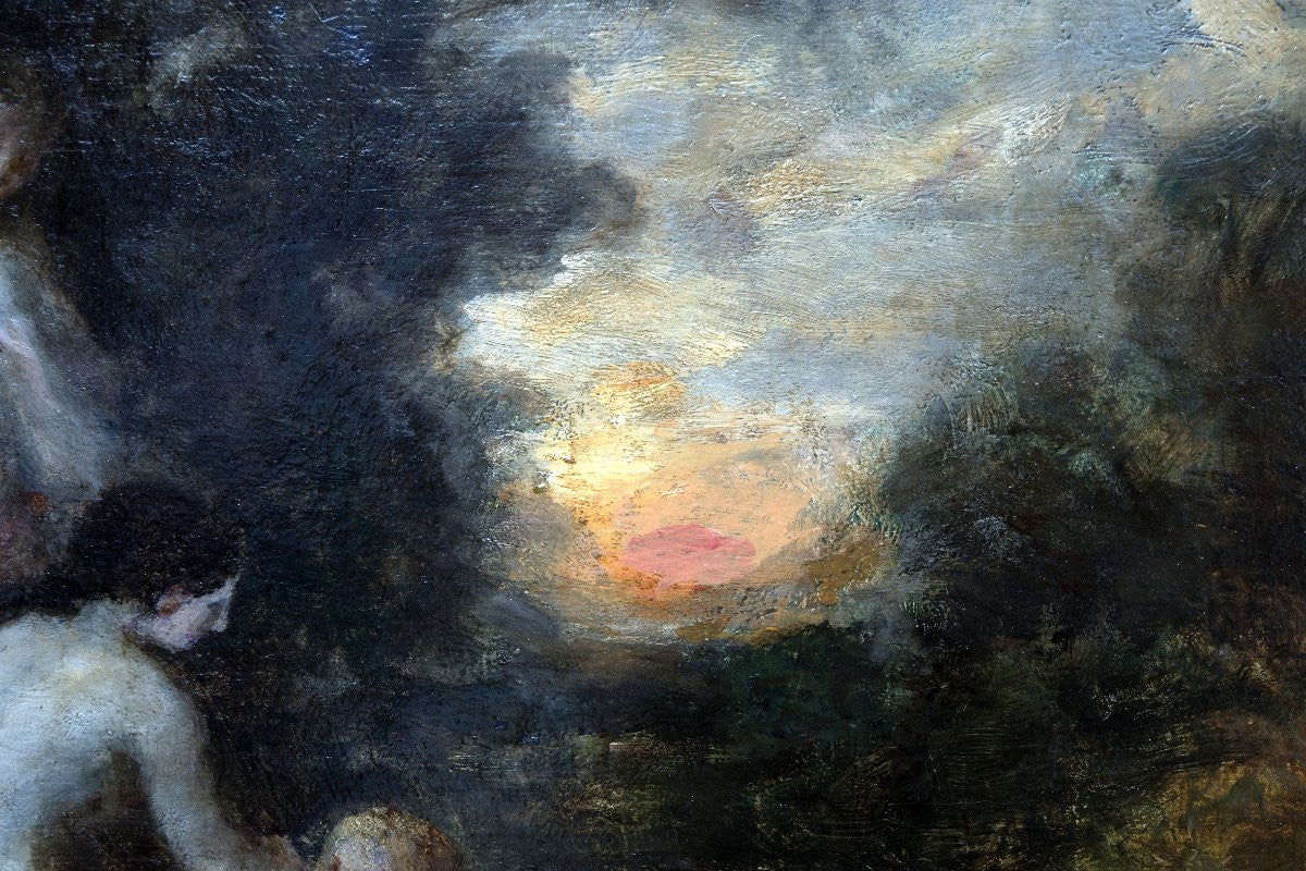 Antique 19th Century French Mythological Oil Painting by Marie-Abraham Rosalbin de Buncey, Pupil of Léon Cogniet Who Also Taught Rosa Bonheur, Meissonier and Bonnat