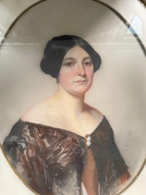 Antique French Portrait in Ornate Gilded Frame (1849)