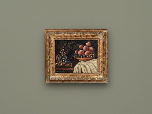 French Antique 19th Century Fruit Still Life Painting in Gilt Frame
