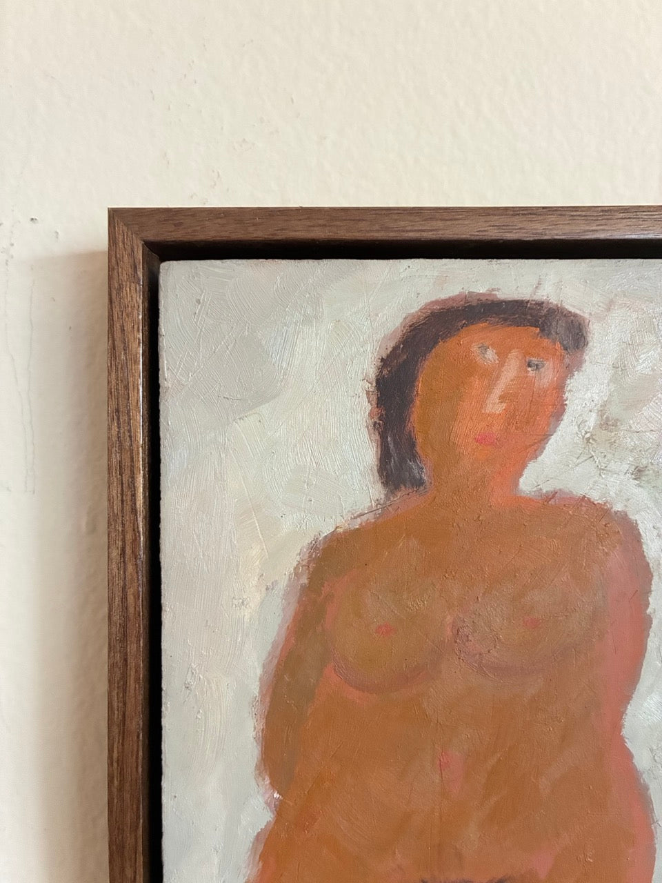 French Mid-Century Figurative Painting Intimate Female Nude Study on Panel by Claude Foënet