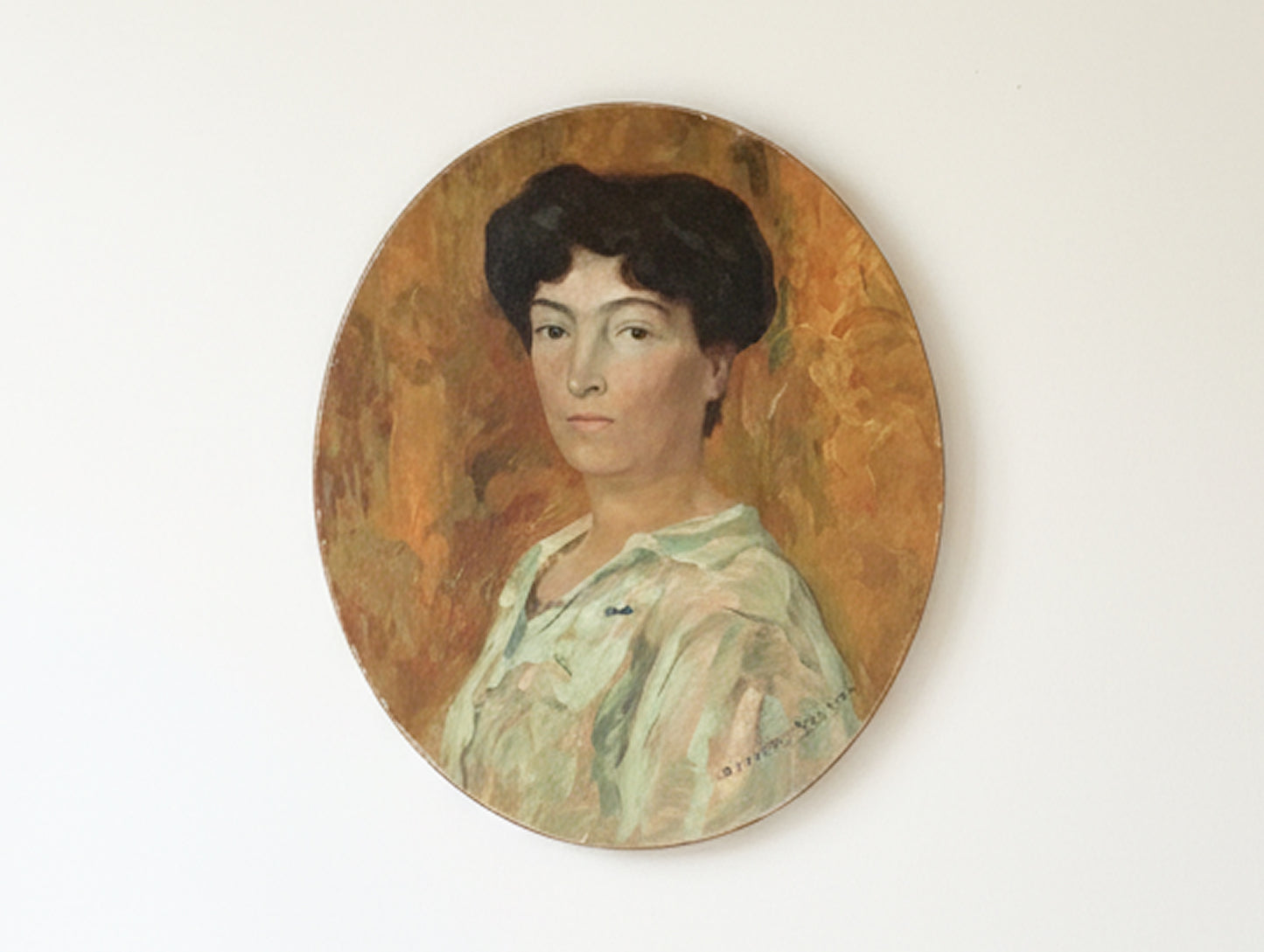 Antique French Oval Oil Portrait by Jean Didier‑Tourné, Trained by Fernand Cormon (Van Gogh’s Teacher)
