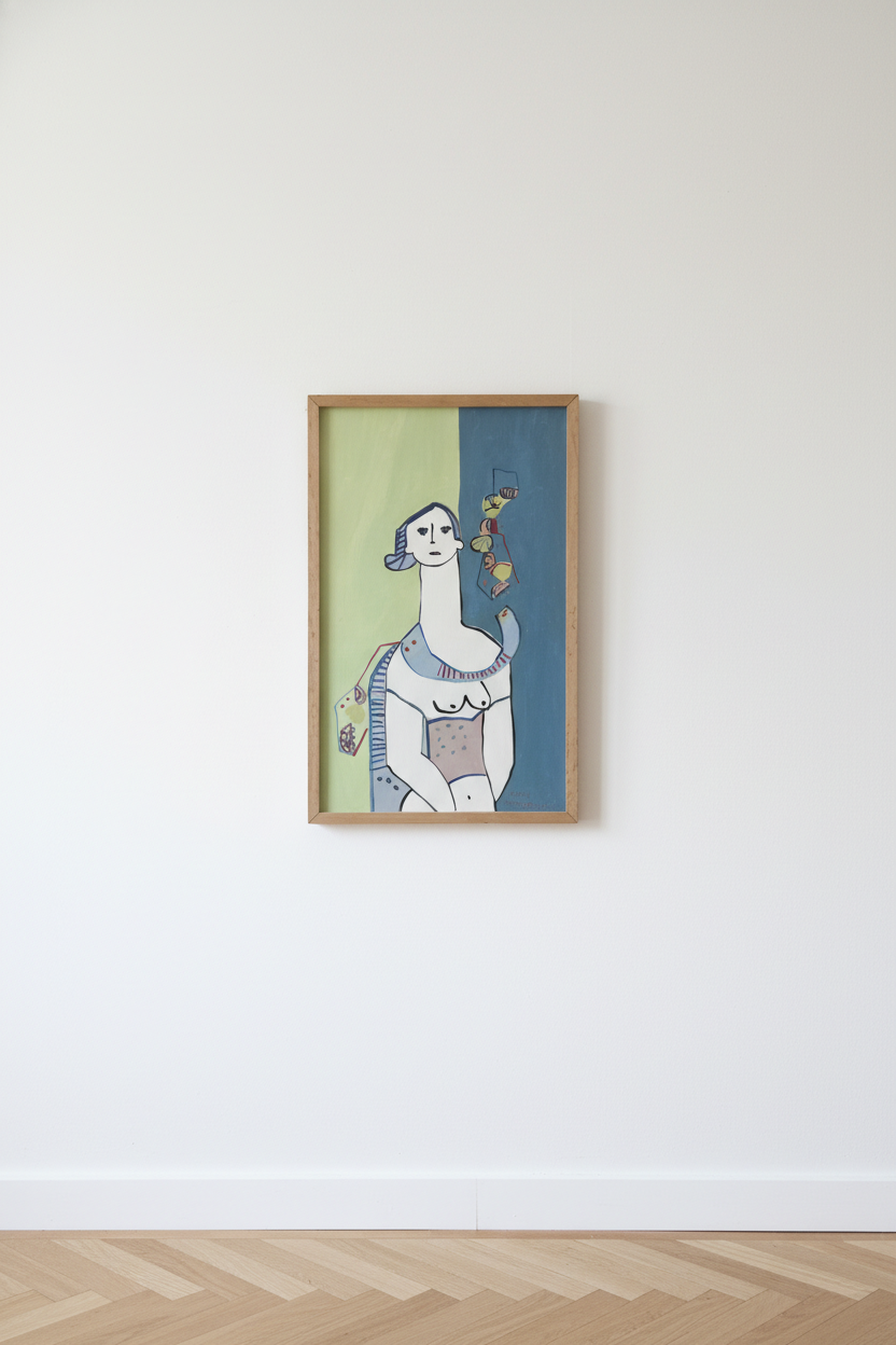 French Mid-Century Modern Figurative Female Portrait