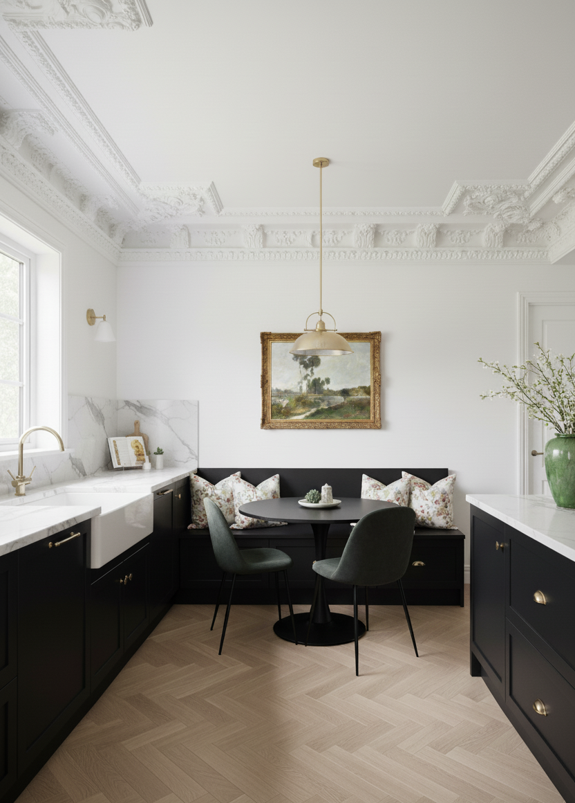 Antique 19th Century French Landscape Oil Painting in Golden Stucco Frame