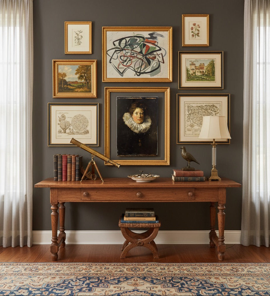 Antique 19th Century French Oil Portrait with Ruff Collar