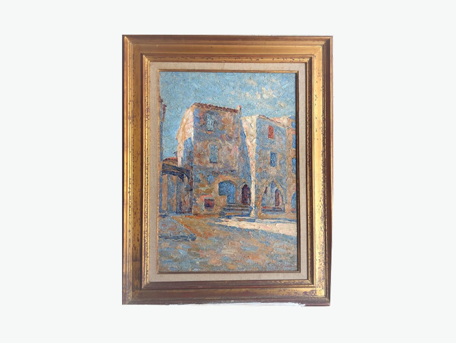 Provençal Street Scene Original French Oil Painting by Georges Roubaudo