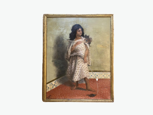 Enchanting Antique Portrait of a Young Woman with Her Kitten (1887)