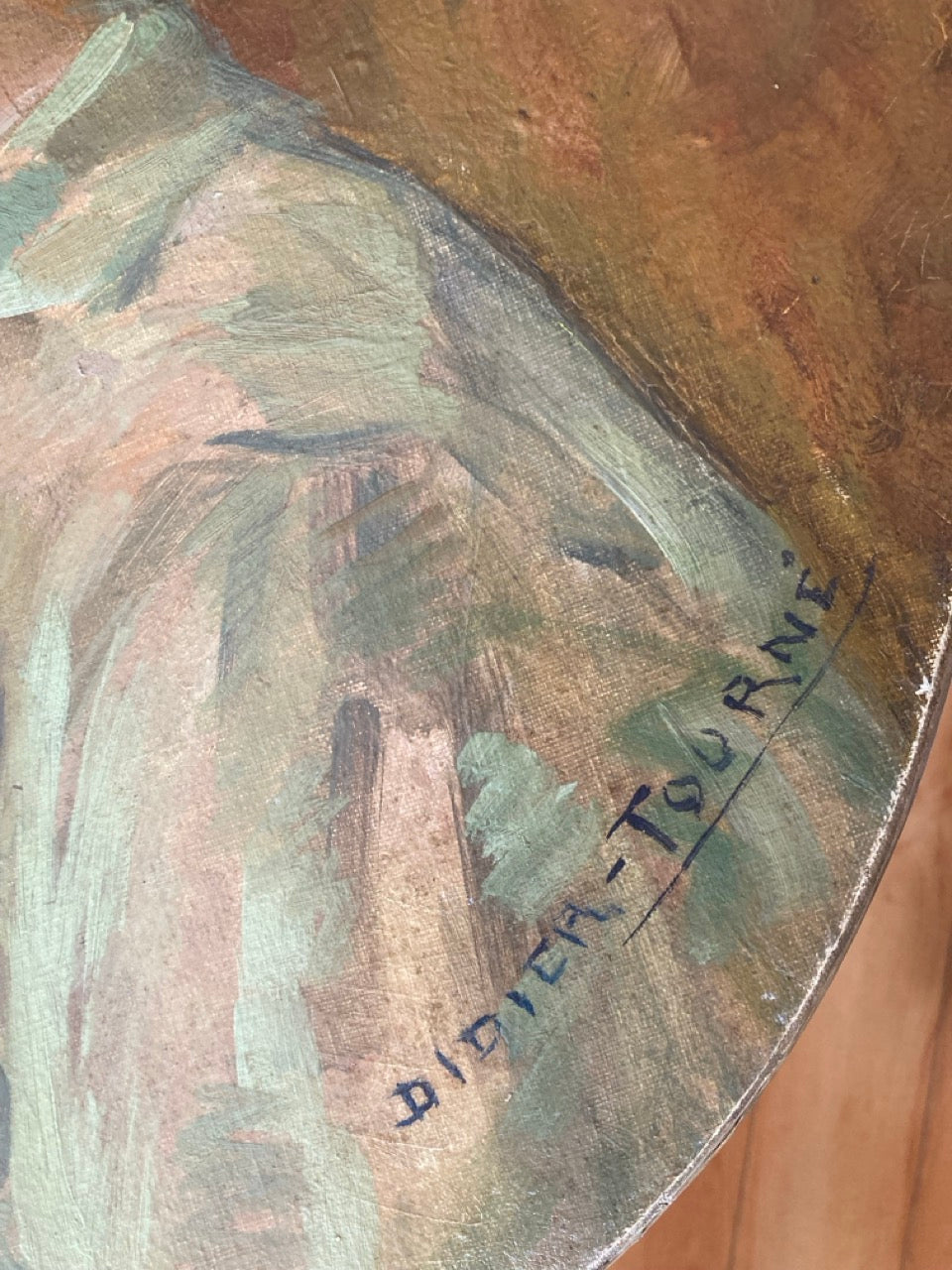 Antique French Oval Oil Portrait by Jean Didier‑Tourné, Trained by Fernand Cormon (Van Gogh’s Teacher)