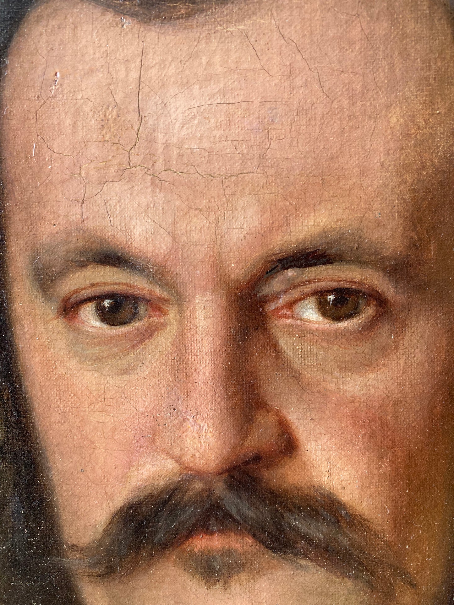 Antique 19th-Century French Gentleman Oil Portrait Victorian Era Original Painting