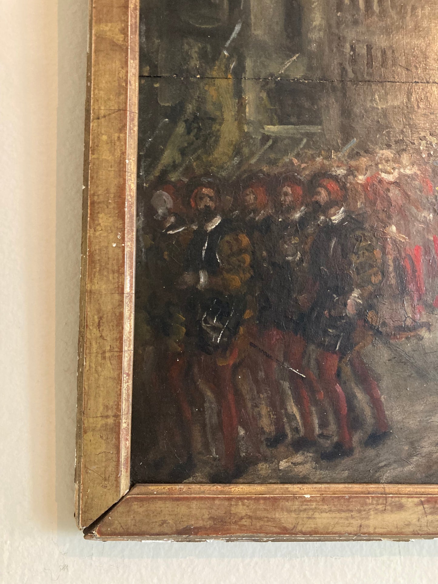 Antique French 19th-Century Oil on Panel King François I Entrée Triomphale (Triumphal Entry) Royal Procession Scene