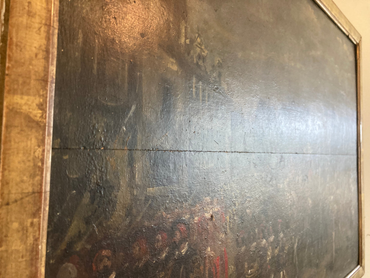 Antique French 19th-Century Oil on Panel King François I Entrée Triomphale (Triumphal Entry) Royal Procession Scene