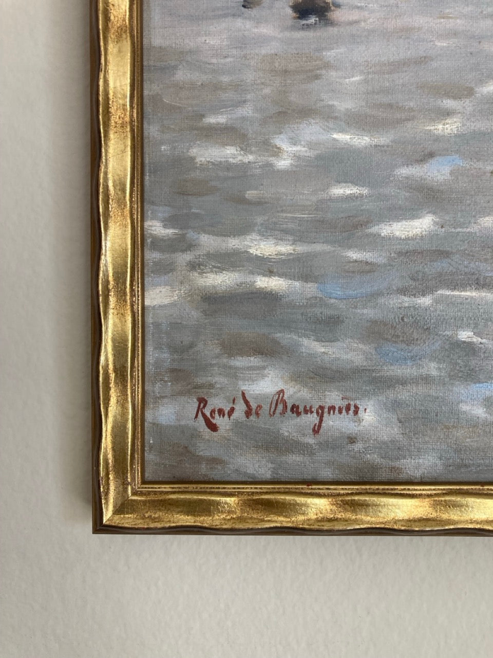 Early 20th Century Impressionist Seascape Oil Painting by René de Baugnies