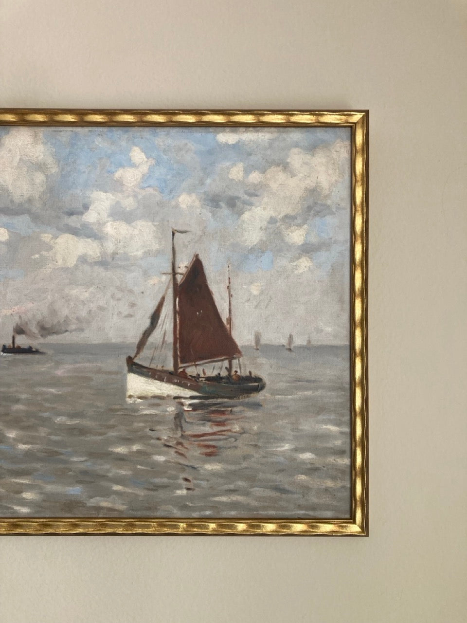 Early 20th Century Impressionist Seascape Oil Painting by René de Baugnies