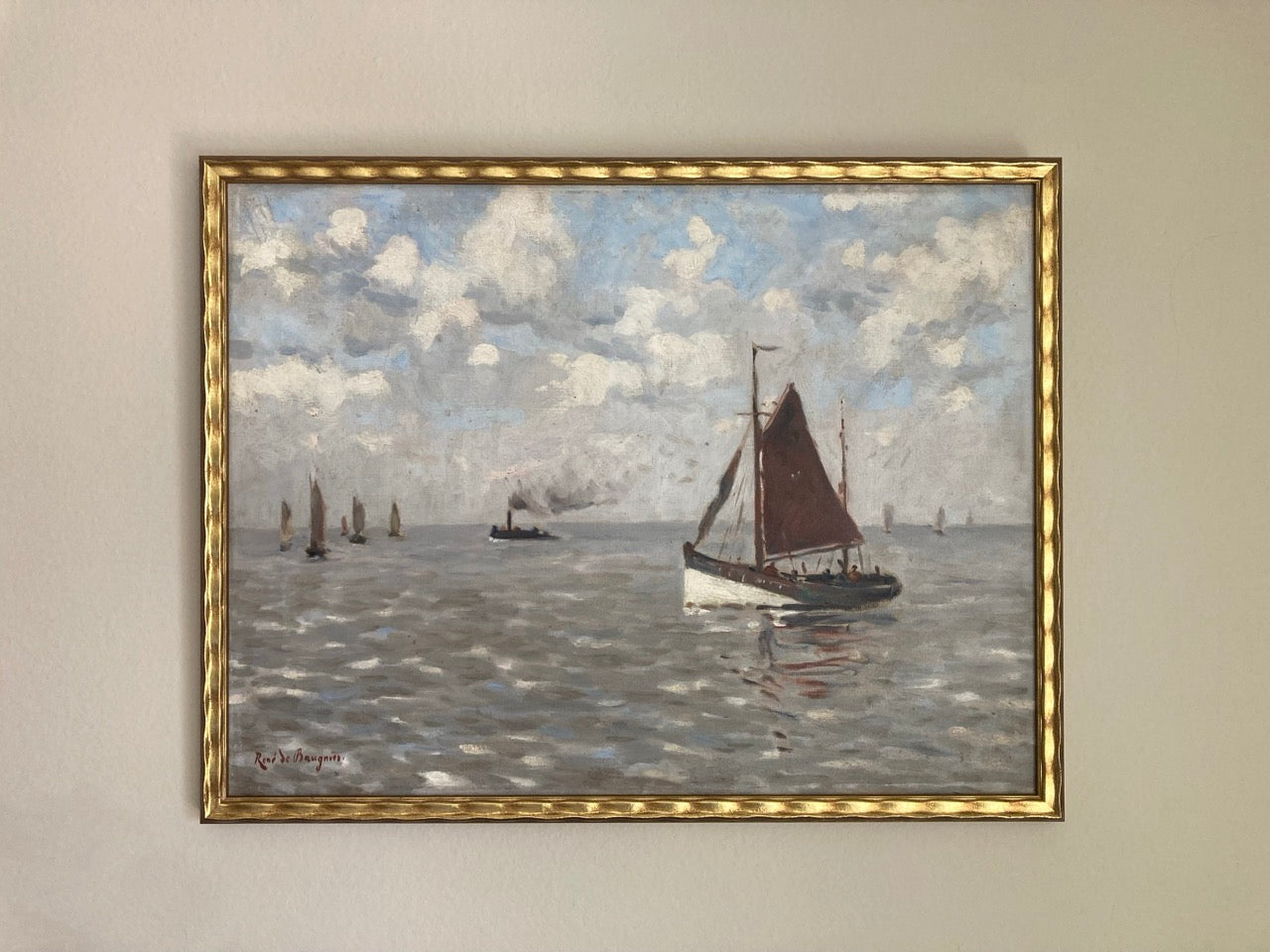 Early 20th Century Impressionist Seascape Oil Painting by René de Baugnies
