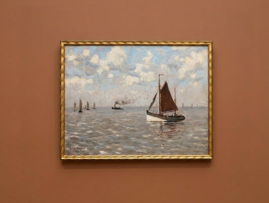 Early 20th Century Impressionist Seascape Oil Painting by René de Baugnies