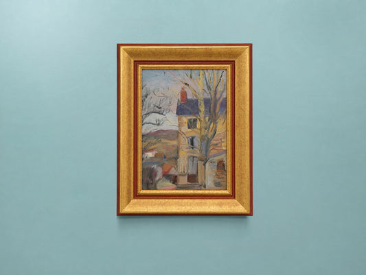 Vintage French Village Landscape Painting