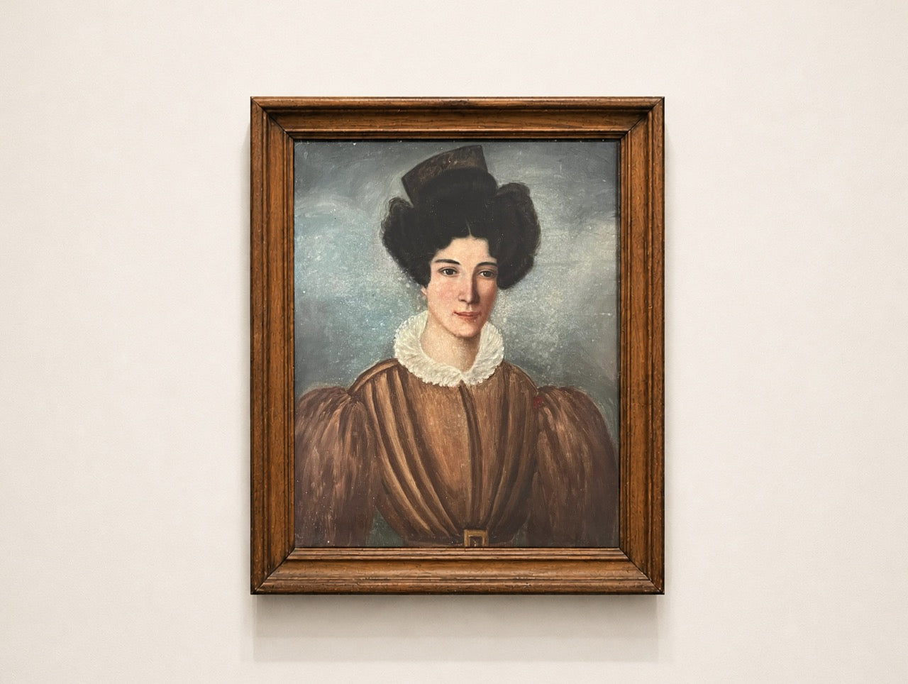 Antique 19th Century Spanish School Oil Portrait of a Lady in Headdress