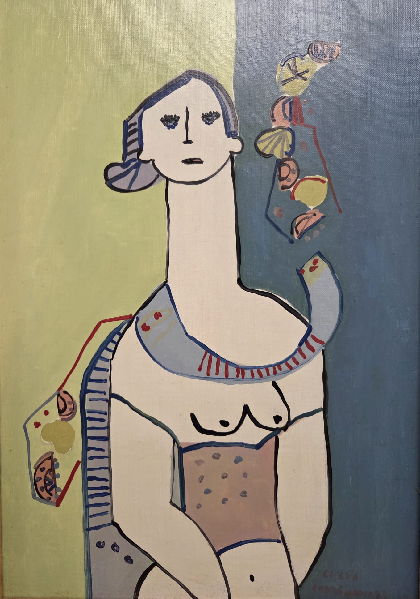 French Mid-Century Modern Figurative Female Portrait