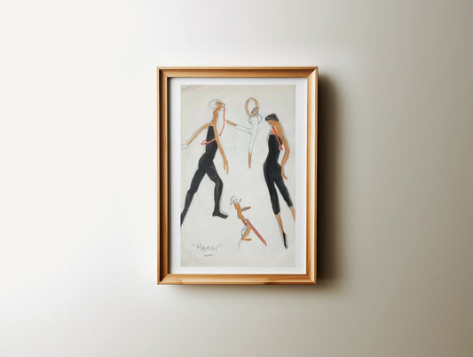 Vintage Drawing of Dancers Stylish Moments & Elegance (1970s)