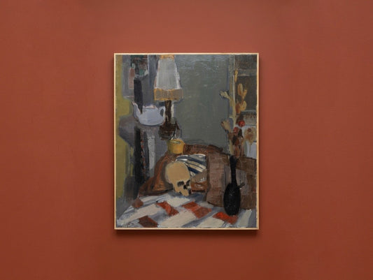Large French Vanitas Still Life Vintage Oil on Canvas (31.5″ × 38.6″)