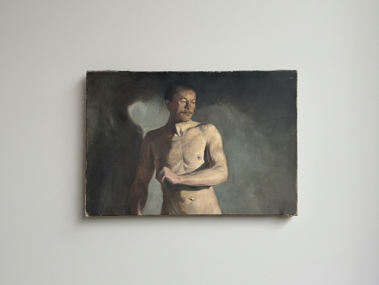 French Male Figure Oil on Canvas Moody Atelier Study