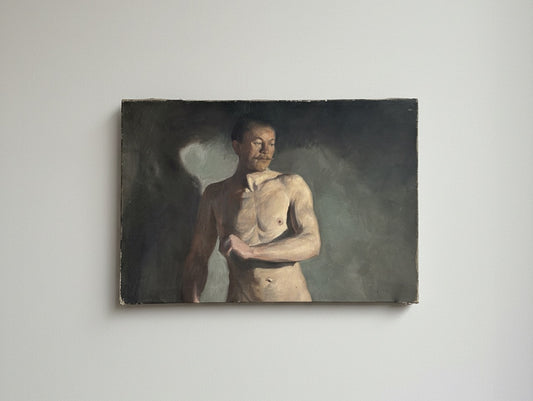 French Male Figure Oil on Canvas Moody Atelier Study