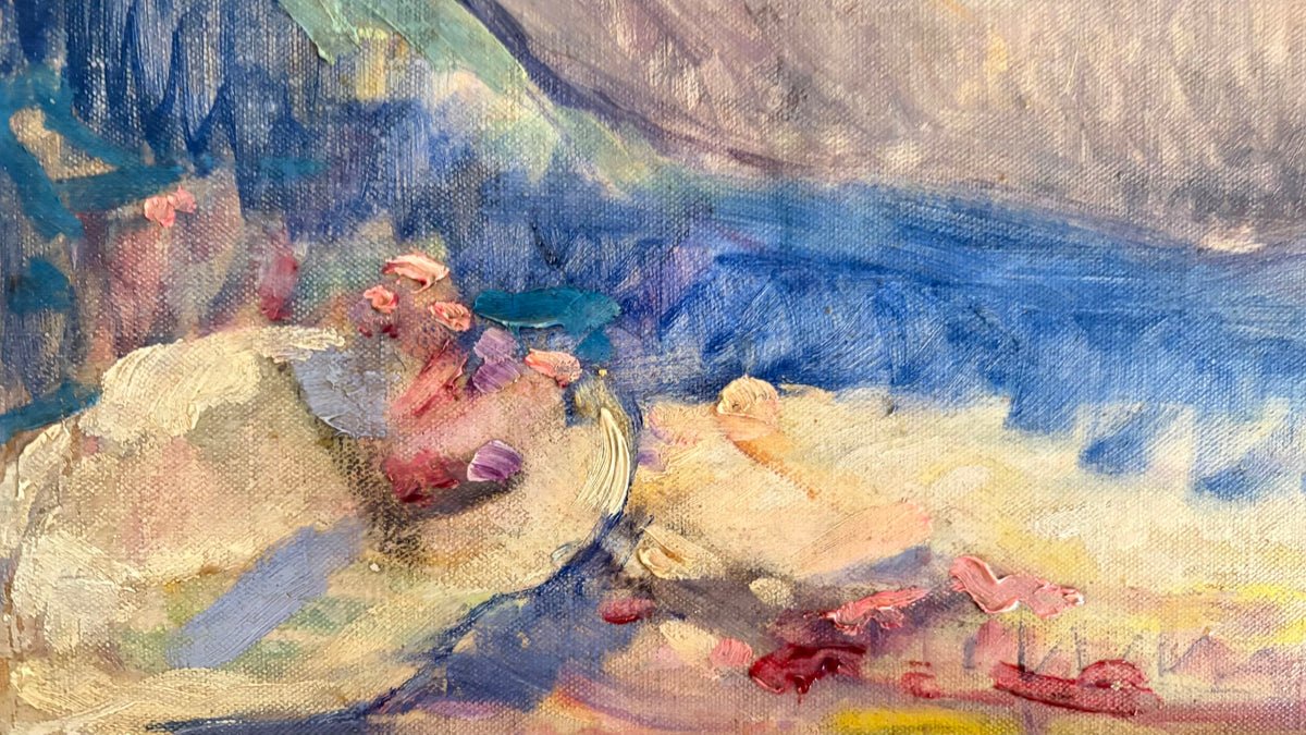 French Post-Impressionist Reclining Nude Oil Painting by William Malherbe (1933)